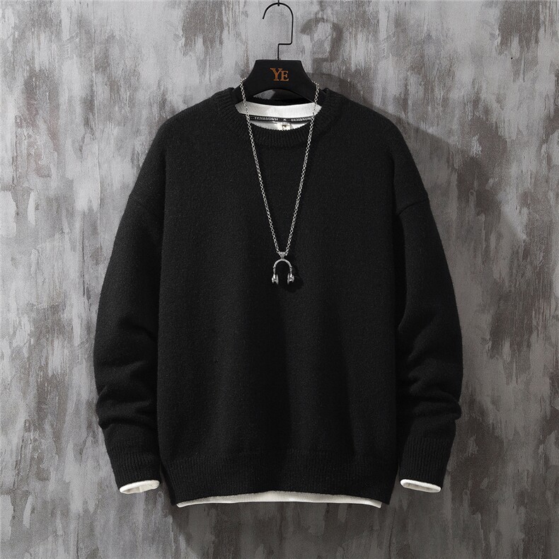 1日系中性情侣宽松潮流大码M-5XL纯色毛衣男外套7979P45加绒P55，男装针织衫/毛衣，星座226-2