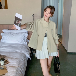 卡其色短款外套女小个子2024春秋季新款高级感工装夹克休闲风衣潮图片