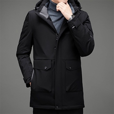 新款冬季白鸭绒羽绒服男中老年长款休闲羽绒外套MNSAY7032-P320，男装羽绒服，电商B212（原钱塘6029）