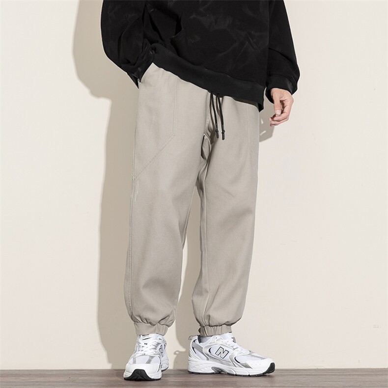 2021秋季新白墙日系大码男纽扣束脚拼接九分裤休闲裤K2070-P40,男装休闲裤,电商A001