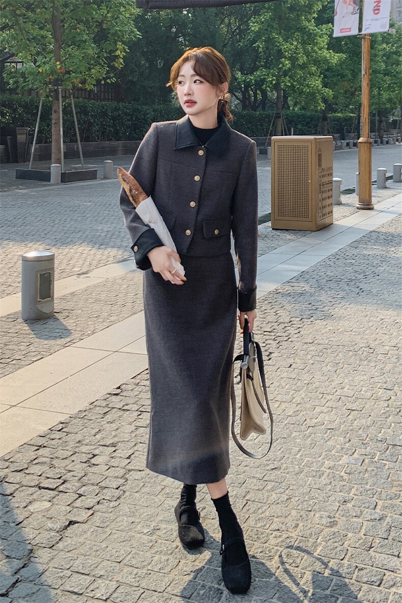 2025年冬季小香风外套90%白鸭绒新款气质减龄羽绒套装女,女装套装/套裙,1C150