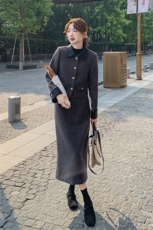 2025年冬季小香风外套90%白鸭绒新款气质减龄羽绒套装女，女装套装/套裙，1C150