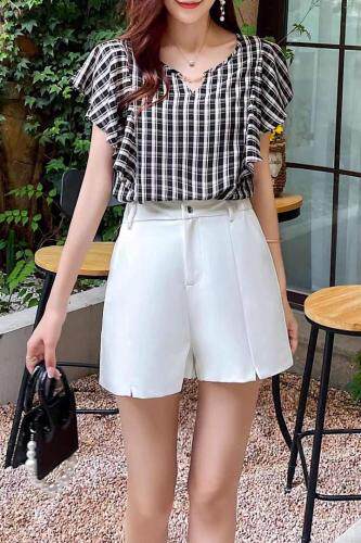 夏季新款黑白格，女装，田间晨露