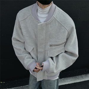 美式潮系夹棉绒毛呢外套 飞行服冬季加厚棒球服棉服893 P125图片