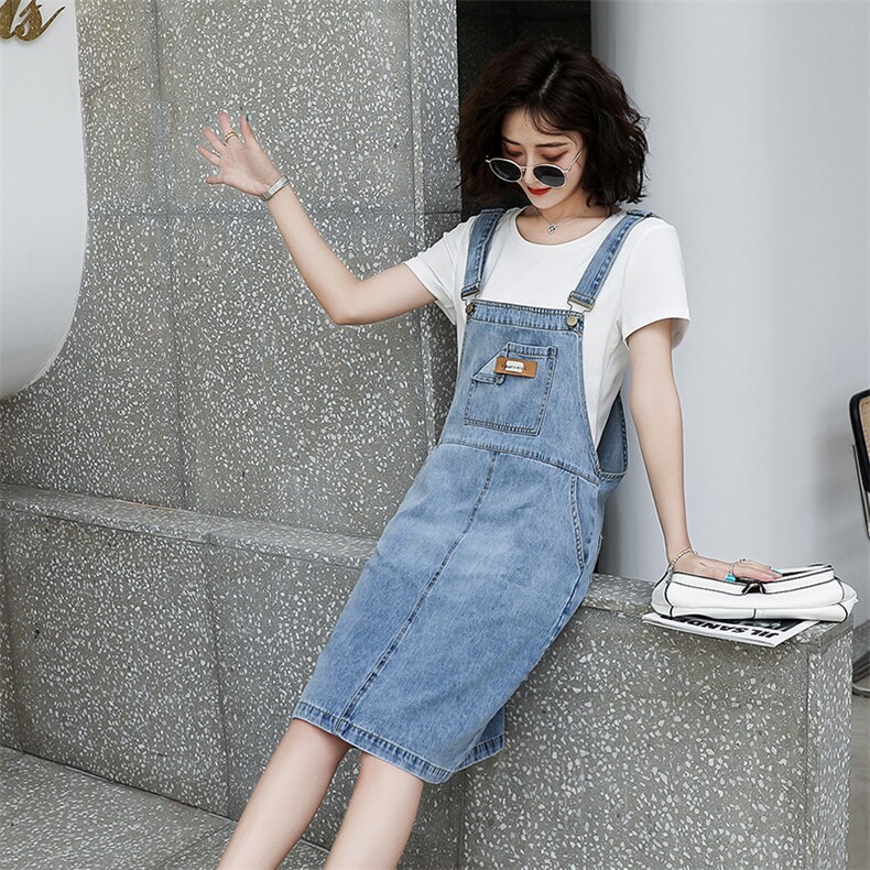 短袖牛仔背带裙套装女2023夏季新款女装韩版时尚休闲两件套套裙潮,女装套装/套裙,慧尚依恋
