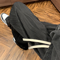 8XL-M特大码冰丝褶皱肌理感裤子男韩版潮流百搭拖地裤K951P48，男装休闲裤，电商D206-1