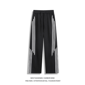 抖音品质美式潮流不规则条纹百搭休闲卫裤B315-K25385-特p40控78图片