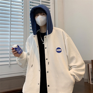 2026春季华夫格连帽卫衣男开衫棒球服外套 A361P65图片