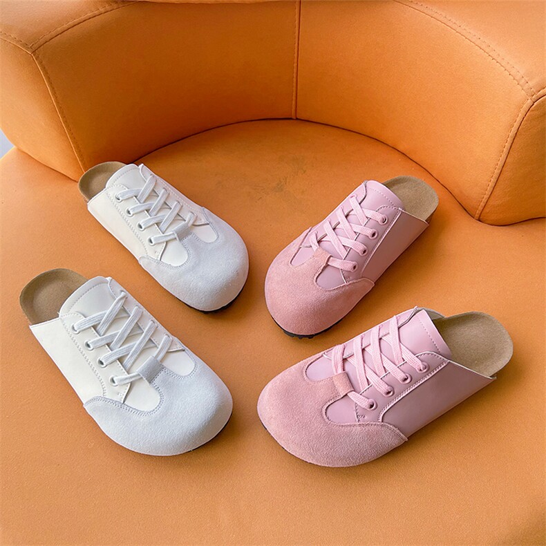 真皮包头拖鞋2024夏季新款外穿时尚半拖休闲百搭平底凉拖时尚女鞋，女鞋拖鞋，电商A223