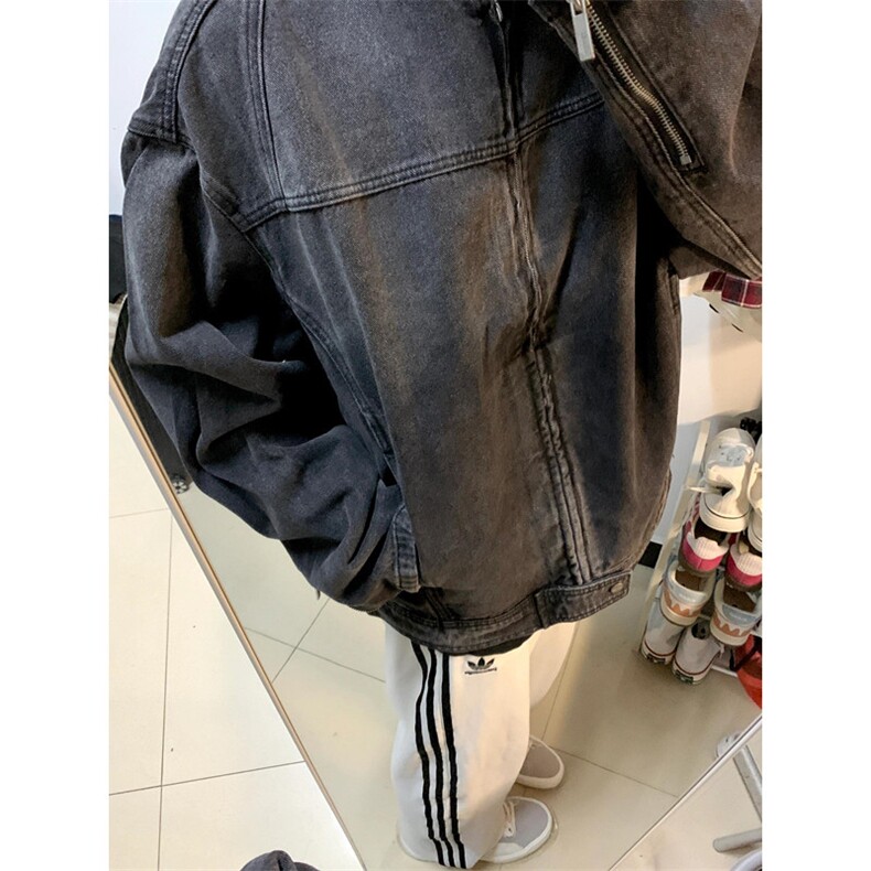 正肩牛仔外套男款春秋季潮牌复古小众无领机车夹克JK2209,男装工装外套,星座1116A（原606A-3）