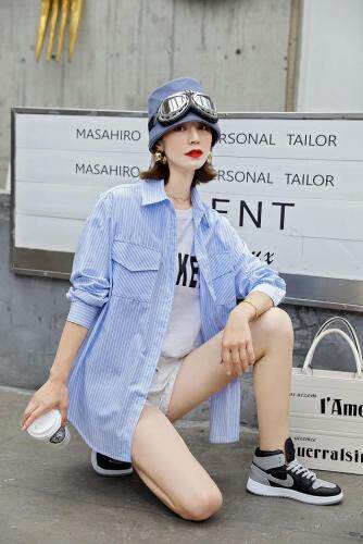 秋款两件套条纹衬衫，女装衬衫，玛谷