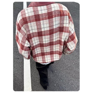 2024冬季新款棉衣男格子拼接刺绣男女同款保暖宽松棉服外套图片