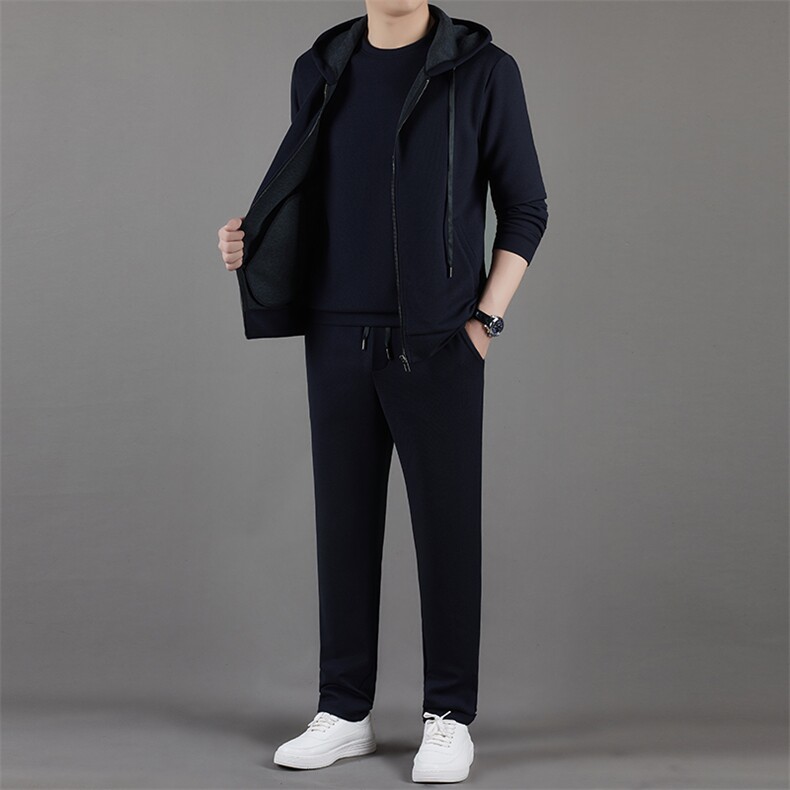 2023春秋新款男士休闲款帽衫三件套装弹力运动时尚套装,男装休闲套装,电商B212（原钱塘6029）