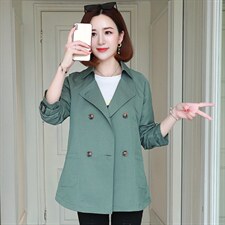 2022春秋季中长款双排扣风衣舒适年轻百搭潮流气质修身显瘦，女装风衣，依倍林