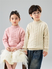 优质三股特厚儿童100%羊毛衫彩点纱男女童套头针织打底妞花毛衣，童装儿童羊毛衫，初丹羊绒童装