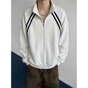 抖音得物高品质二开 26春装美式重磅织带撞色立领卫衣开衫外套W70图片