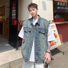 港风中性风小香风潮牛仔马甲背心228-1-1508-P70，男装背心/马甲，星座228-1