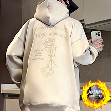 大码450G重磅奥利绒加厚烧花麂皮绒连帽卫衣P65控88常规P58控78，男装卫衣，电商A422-1