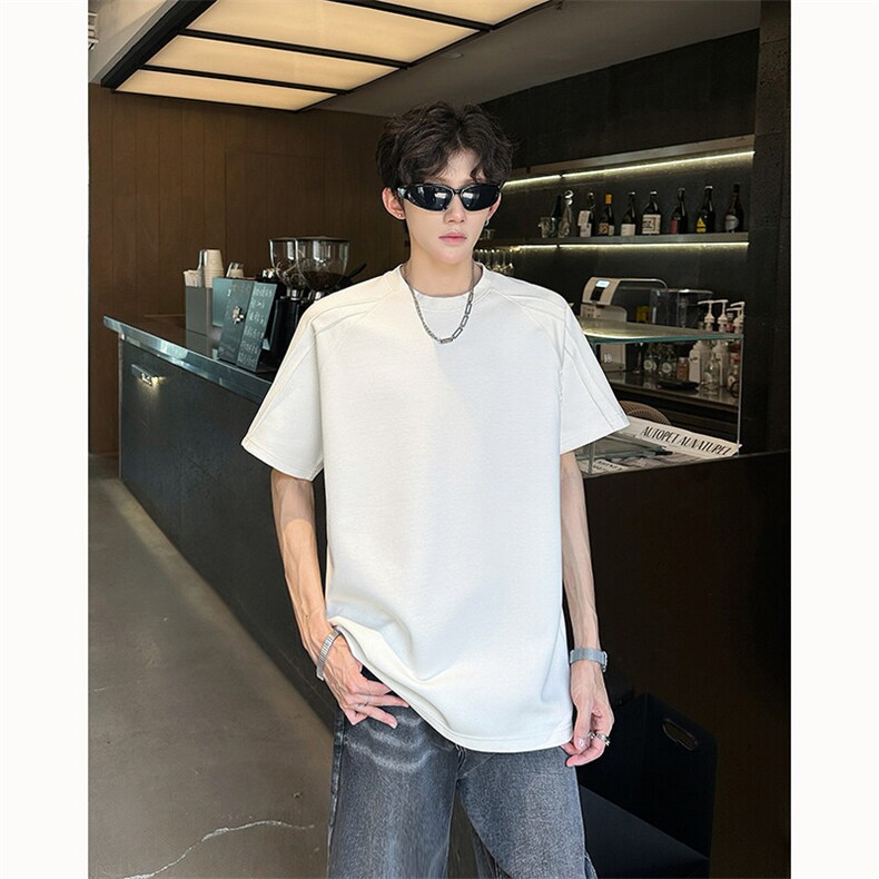 美式高街cleanfit解构冰感曼巴棉压线短袖T恤货号TX25176P35图片