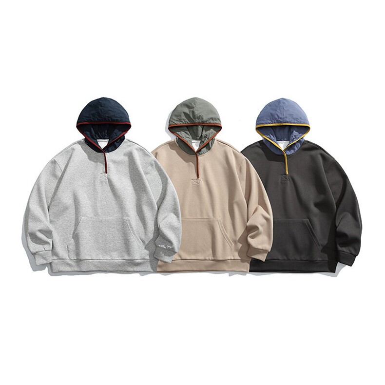 2025春季新款男装日系潮牌拼接宽松卫衣休闲外套WY656-F89，男装卫衣，电商A101（原外27）