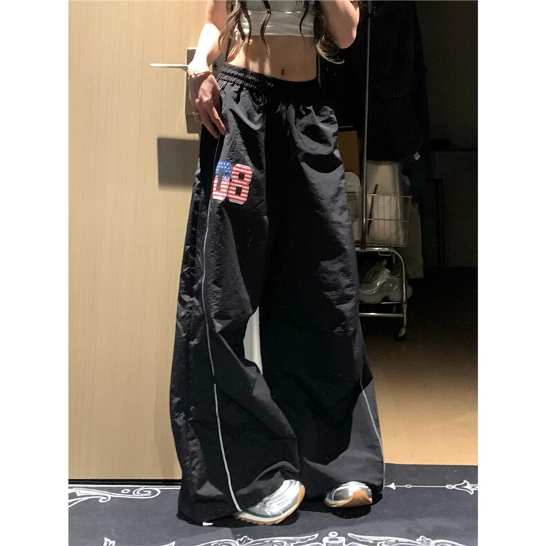 B3090-P46 银莲YINLIAN 美式复古字母印花阔腿休闲裤图片