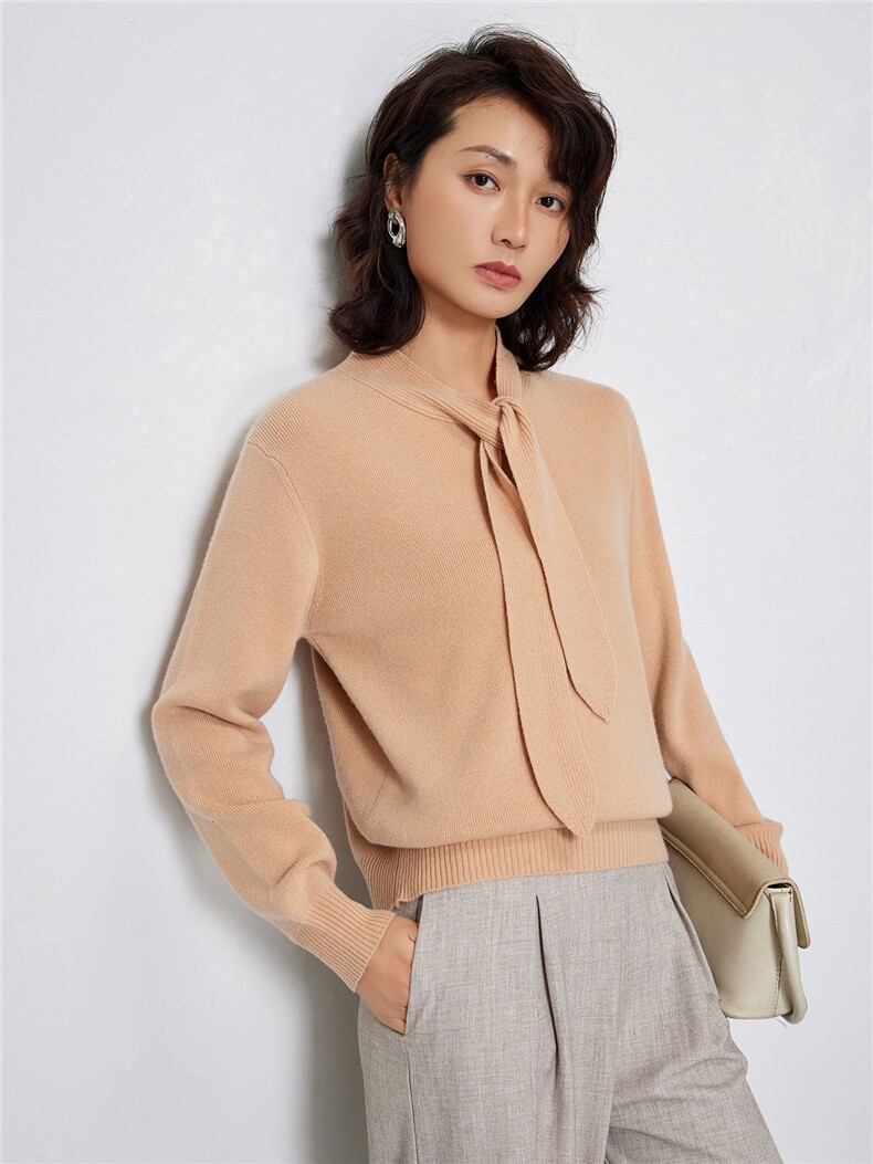 2025年秋季新款女士V领长袖,针织衫/毛衣,邦太羊绒