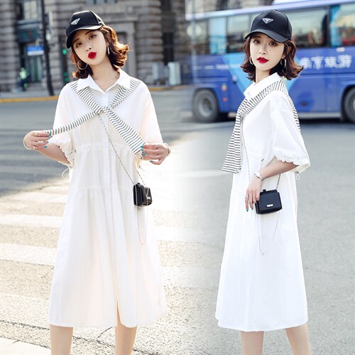 现货2026春夏新品高密水洗棉配披肩学院风胖mm遮肉连衣裙，女装连衣裙，丝露依尚（原SL）