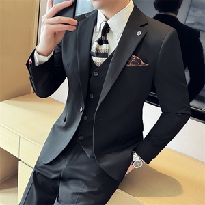SJT811-P210 2025春季新款单扣纯色西服三件套装礼服图片