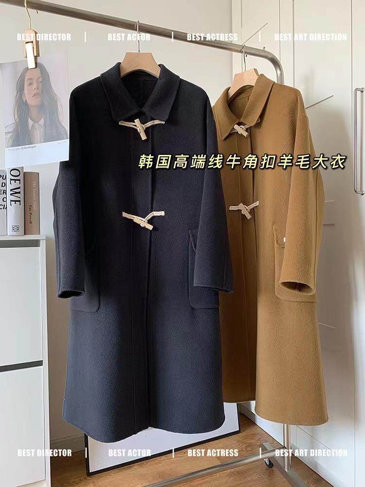 澳洲羊毛牛角扣韩系简约风大衣，其它，雅莱依秀