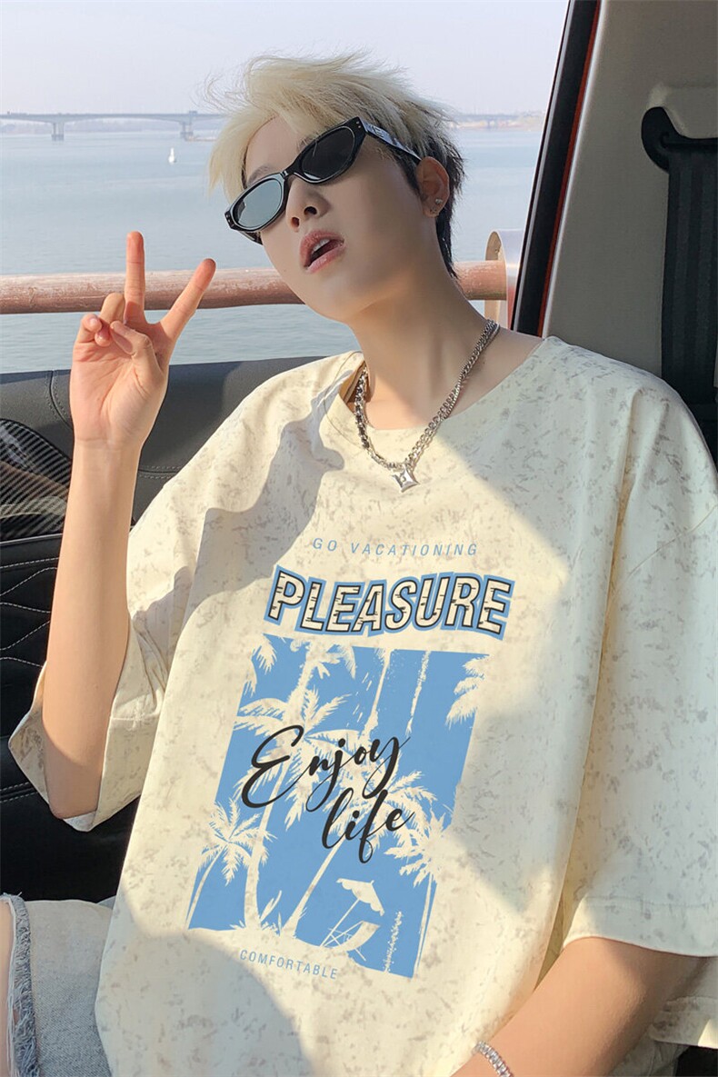 ！2026夏季新款男士潮牌印花短袖T恤复古情侣半袖T2522特P25,男装T恤,电商B220