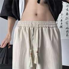 男新款青少年时尚弹力皱布冰丝长裤休闲裤KK86P35，男装休闲裤，星座1116-2