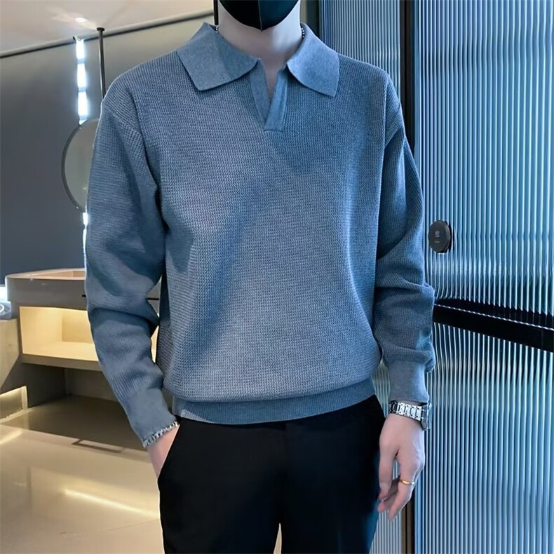 2024秋季男士针织POLO衫拉链翻领毛衣宽松潮流青年线衣外套M811,男装针织衫/毛衣,星座1116A-2（原606A-1）