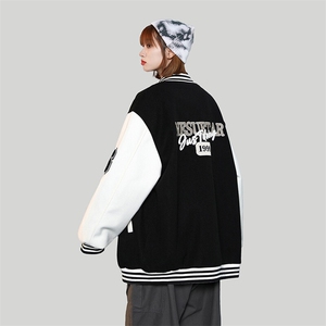 撞色贴布设计个性上衣复古格调潮流经典棒球服外套HY202P108控138图片