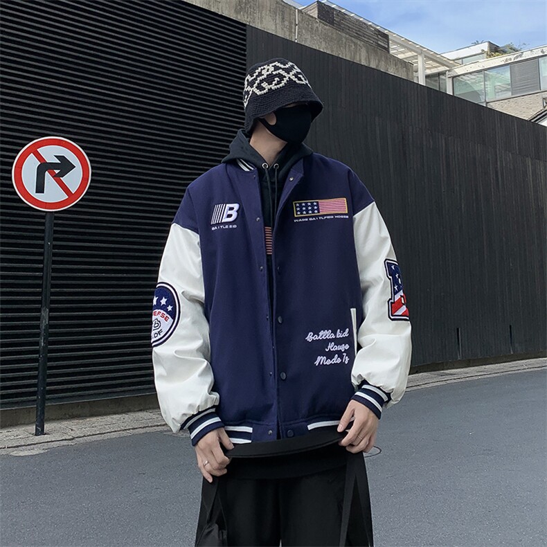 潮牌美式复古学院风棒球服棉服外套男秋冬情侣棉衣M033-P85,男装棉衣,星座308B-2
