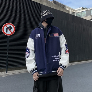 潮牌美式复古学院风棒球服棉服外套男秋冬情侣棉衣M033-P85
