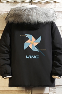 MM48112-P130 冬季大毛领衣男士大码加厚袄男服 砖墙图片