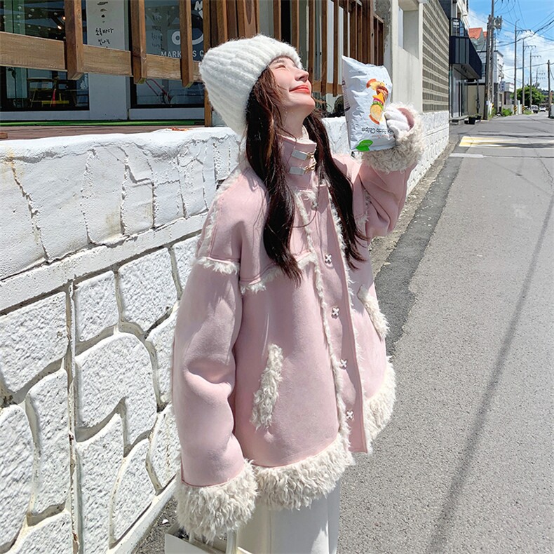 2024年冬季新款皮毛一体羊羔毛外套女0139,女装羊羔毛/颗粒绒,浙宝069