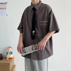衬衫男短袖韩版潮流刺绣帅气2026夏季新款ins宽松外套CY347-P27，男装T恤，星座412