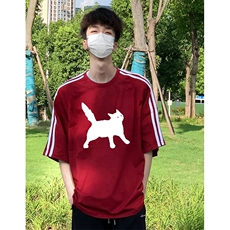 抖音得物高品质二开240克宽松纯棉美式潮牌三条杠织带短袖T恤，男装T恤，电商A486