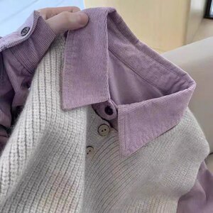 韩系紫色灯芯绒衬衫春秋叠穿内搭衬衫ZC091-特批36
