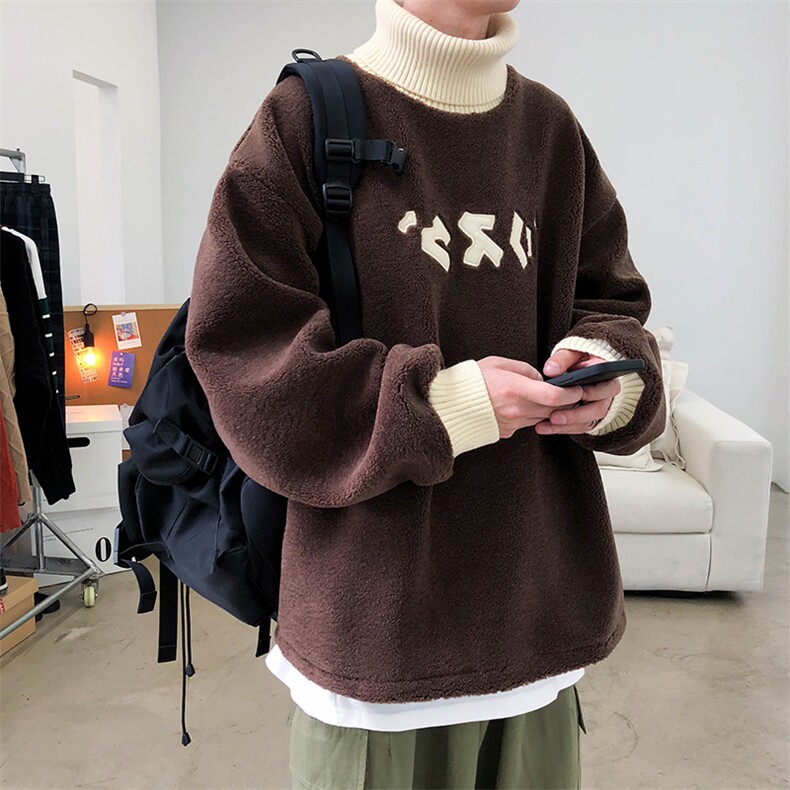 秋装主推羊羔毛高领盐系男士保暖卫衣A071-W01-P75,男装卫衣,电商A071