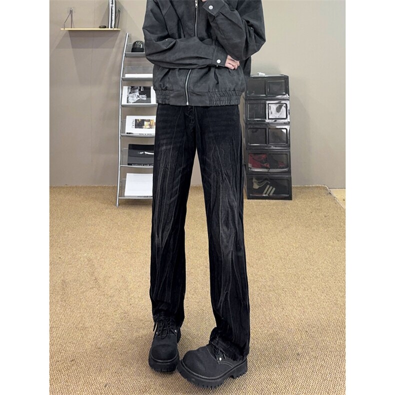 B221美式ins高街暗黑小众破洞修身微喇牛仔裤LK24158-P65控88,男装牛仔裤,电商B221