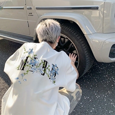 H1302纯棉220g藤蔓花卉印花t恤男生ins五分袖t恤青少年休闲上衣，男装T恤，星座308A-1（原309B-1）