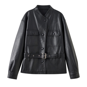 【大量现货】2026秋季女装新款时尚优雅复古高级感中长款皮衣外套图片