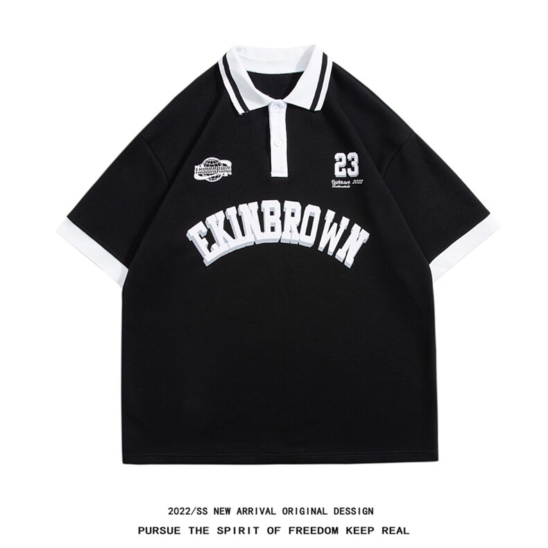 1白底中性风polo衫潮大码M-5XL翻领情侣短袖T恤男DP7741P45控59,男装T恤,星座226-2