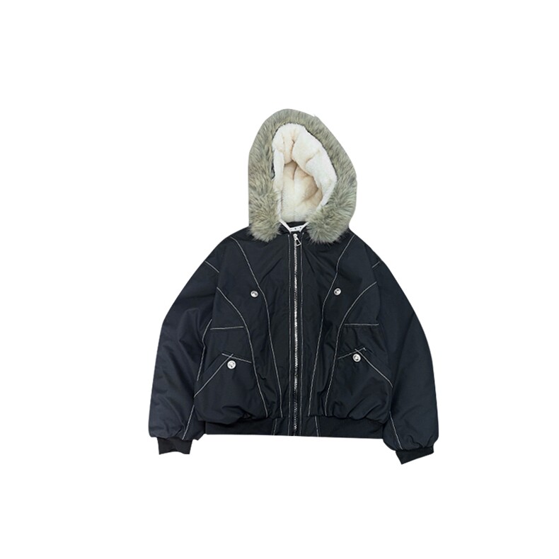 B76/P135控175冬季美式复古大毛领座山雕派克防寒棉服男黑首1,男装棉衣,星座305B