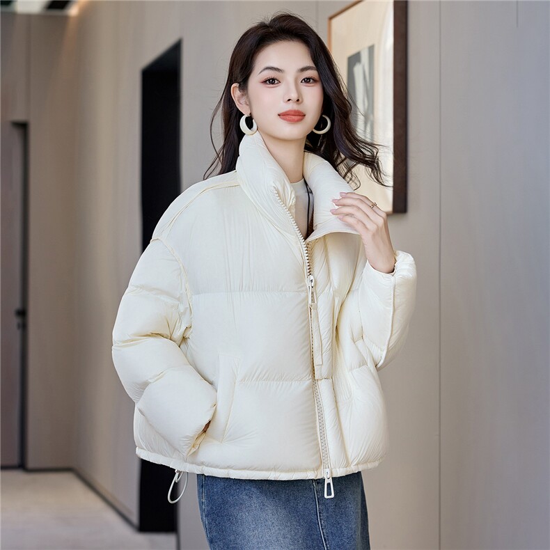 韩版立领新款时尚羽绒服女短款通勤百搭白鸭绒面包服冬季外套女,女装羽绒服,阿舍尔精品