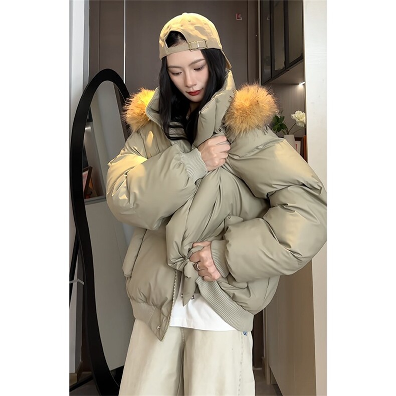 万千少女大毛领加厚保暖可拆卸毛领棉衣男女冬季外套情侣棉服，男装棉衣，星座506A