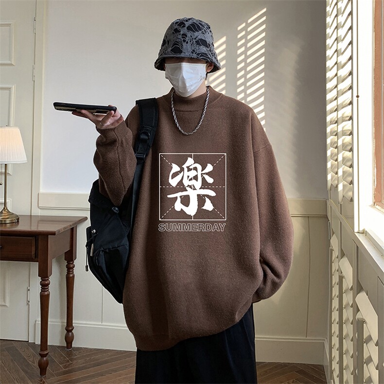 控68半高领毛衣男士大码针织衫男毛线衣男M18197-P45加绒款-P65,男装针织衫/毛衣,电商A040