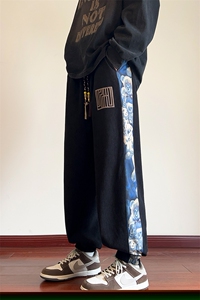 新中式小熊灯芯绒裤子男秋冬大码宽松束脚休闲长裤 M-5XL P45控58图片